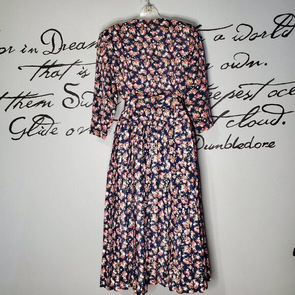 Vintage 80s Floral Power Mom Dress, ITEMS Made in USA, 12 - Picture 6 of 8